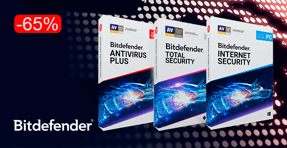 Скидка 65% на топовые домашние продукты Bitdefender!